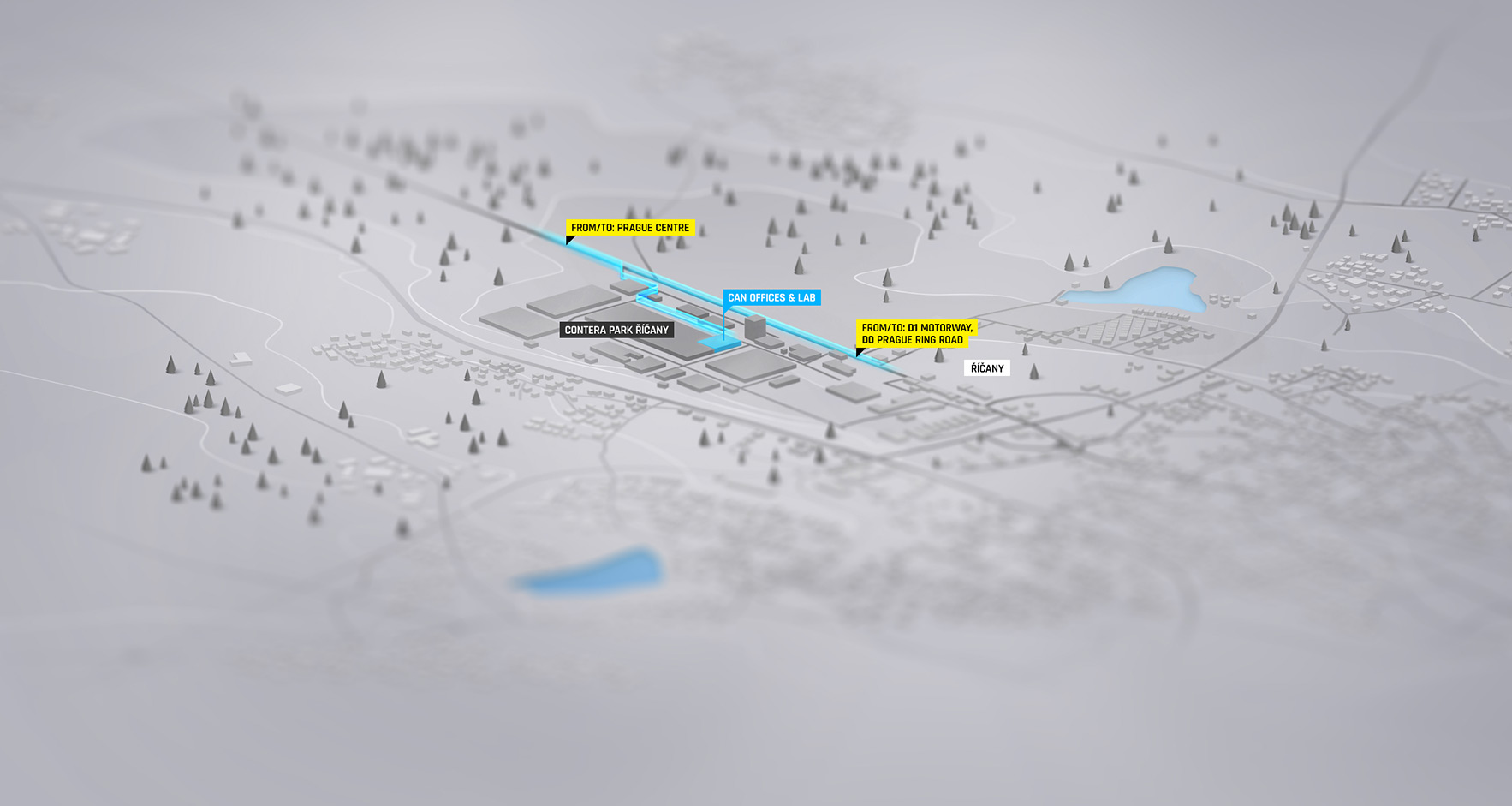 Visual map of CAN Superconductors Headquarter in Říčany city