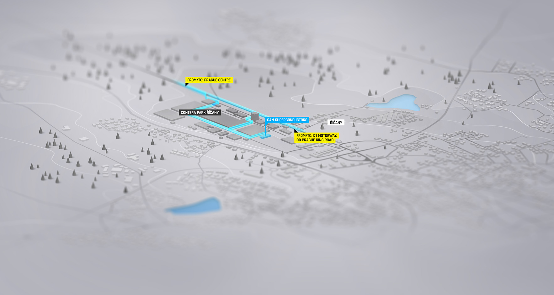 Visual map of CAN Superconductors Headquarter in Říčany city